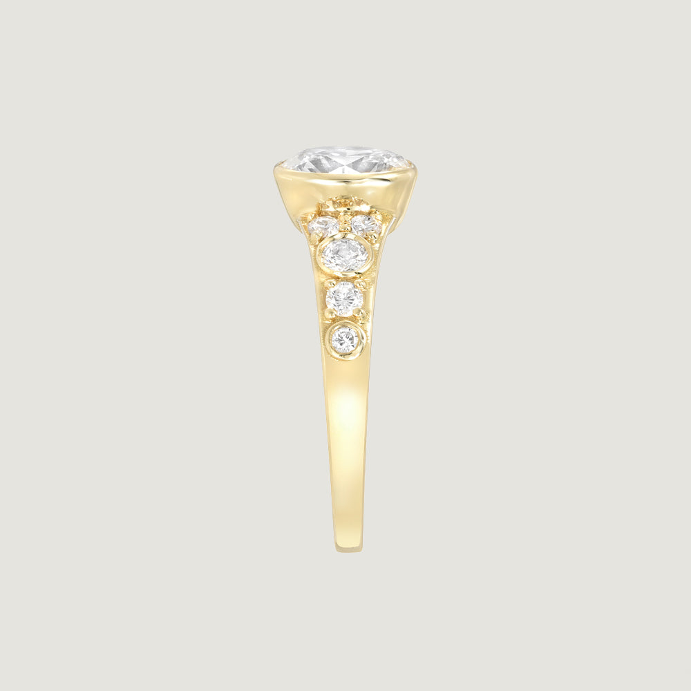 1.5ct Oval Bezeled Tapered Ring