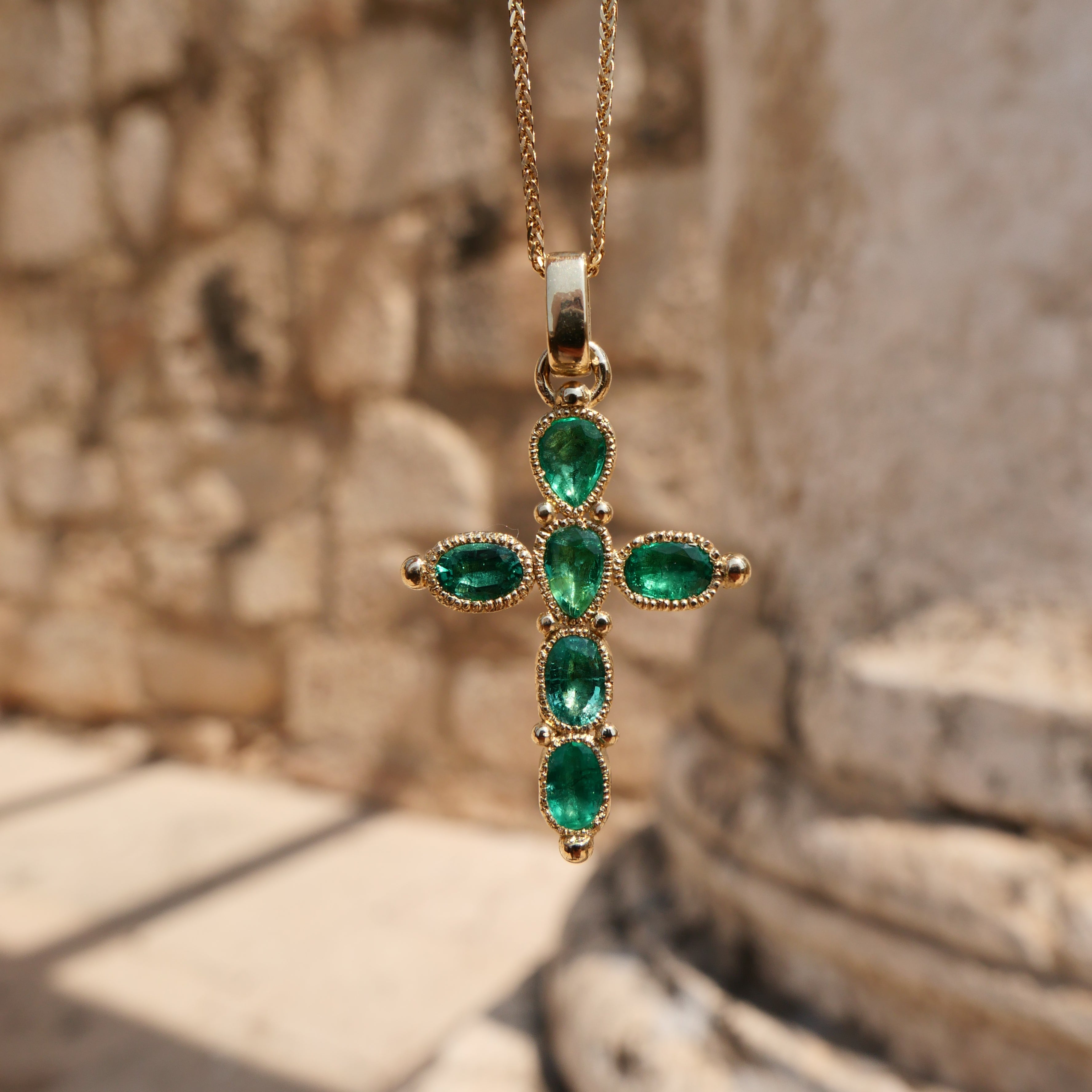 "The Living Heart", Gold and Emerald Cross