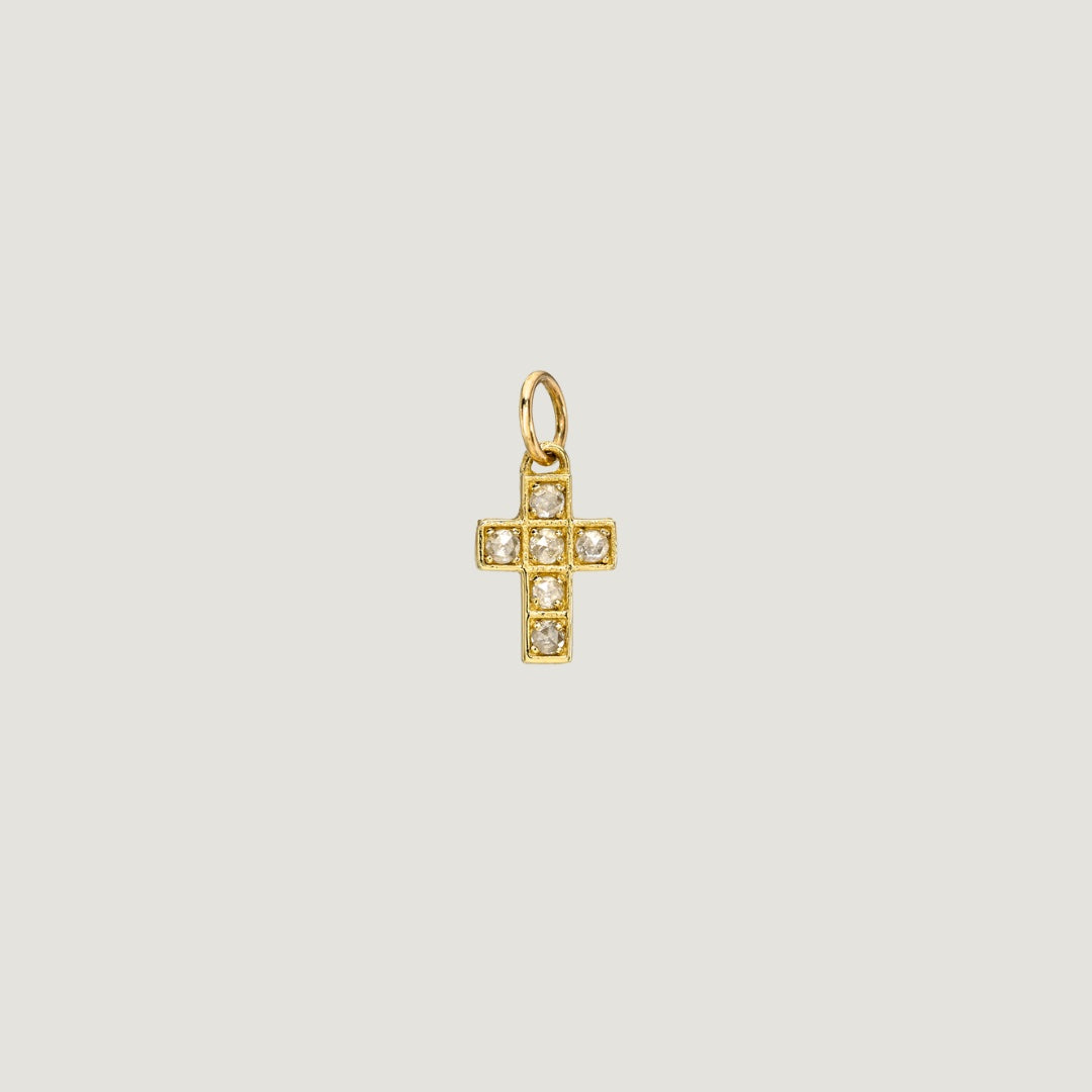 "Light of the World", Rose Cut Diamond Cross Necklace