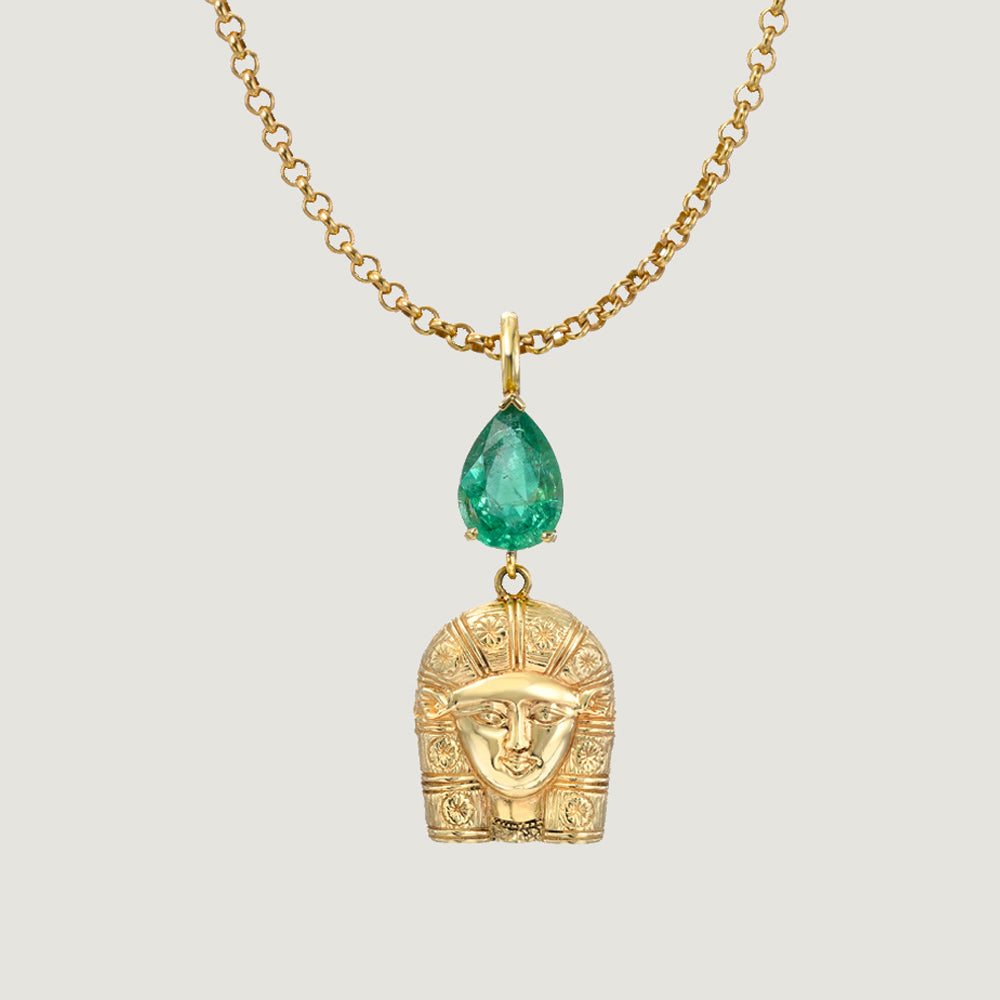 3ct Emerald Goddess Hathor Pendant